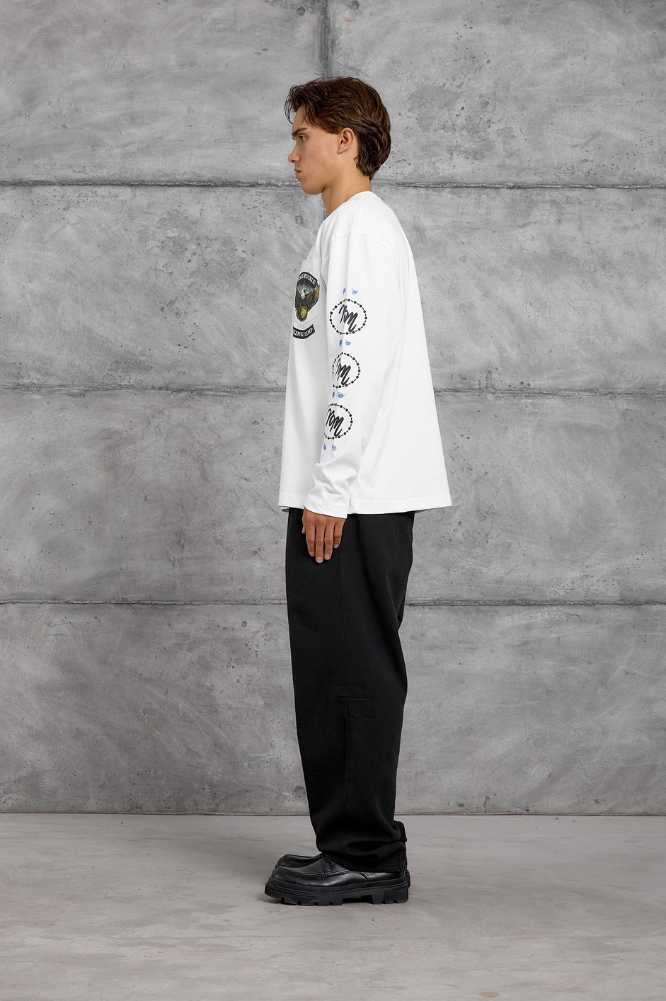Beyaz KARTAL BASKI SWEATSHIRT