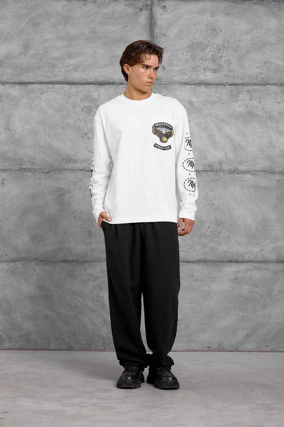 Beyaz KARTAL BASKI SWEATSHIRT