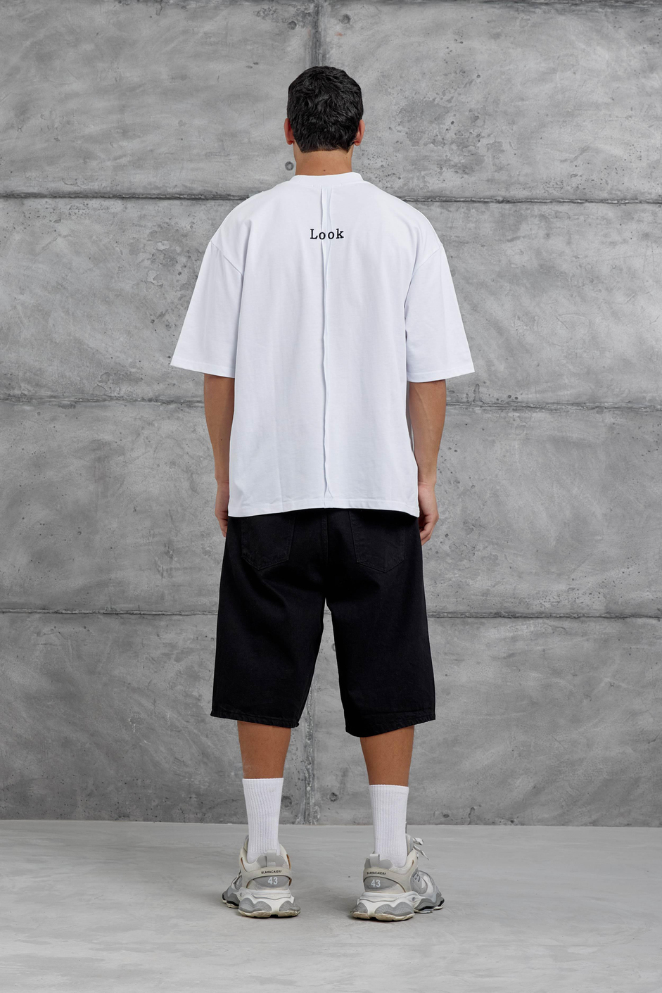 Beyaz Look Yazılı Parçalı Oversize Tshirt
