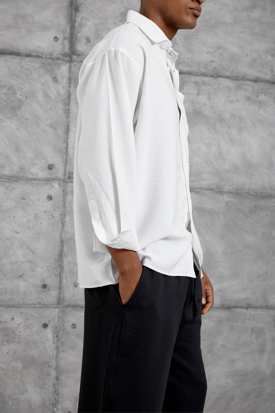 Beyaz MODAL KUMAŞ OVERSIZE GÖMLEK