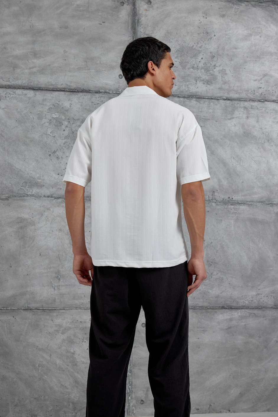 Beyaz Mrk Çizgili Oversize Gömlek