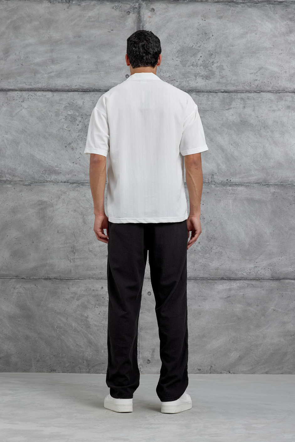 Beyaz Mrk Çizgili Oversize Gömlek