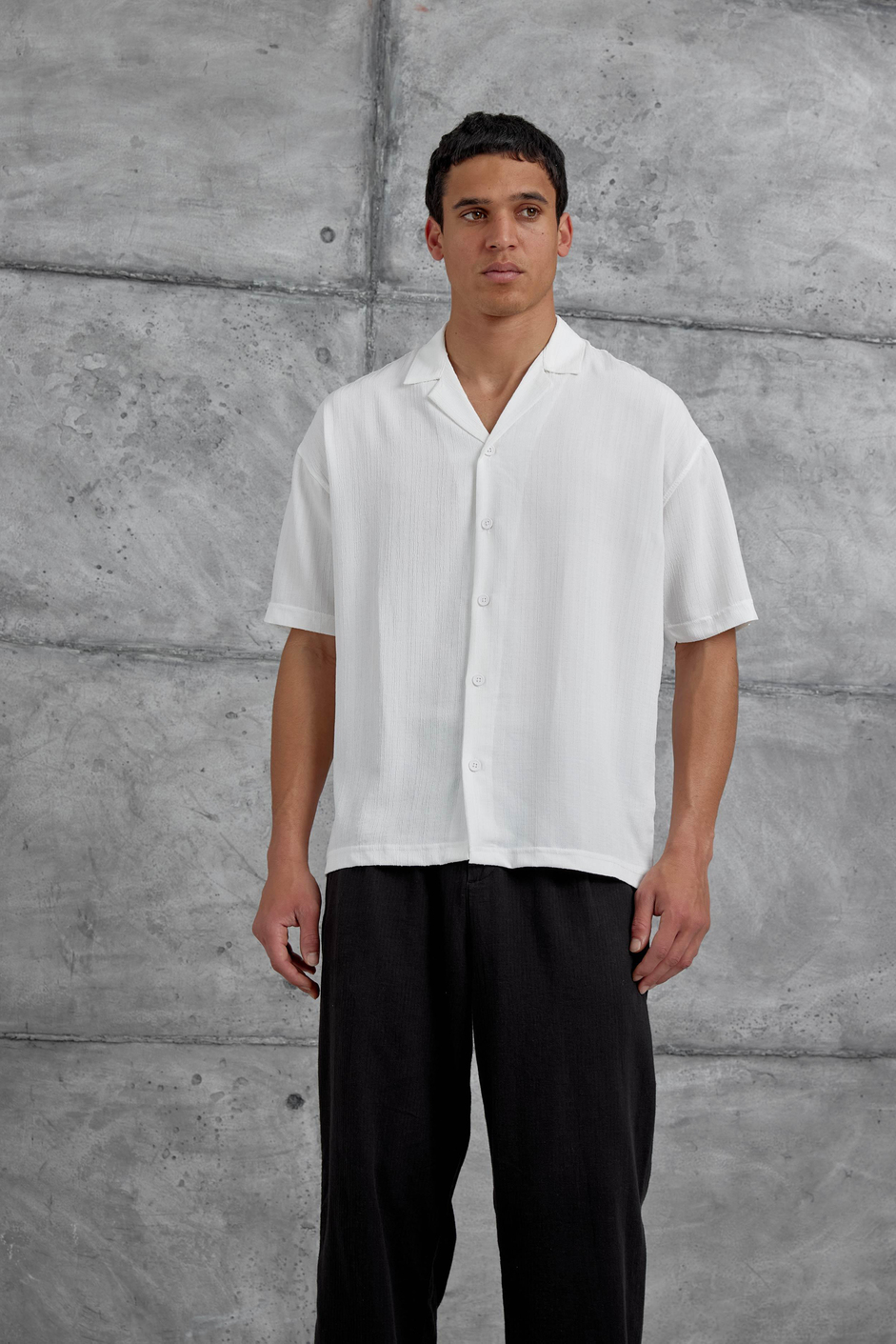Beyaz Mrk Çizgili Oversize Gömlek