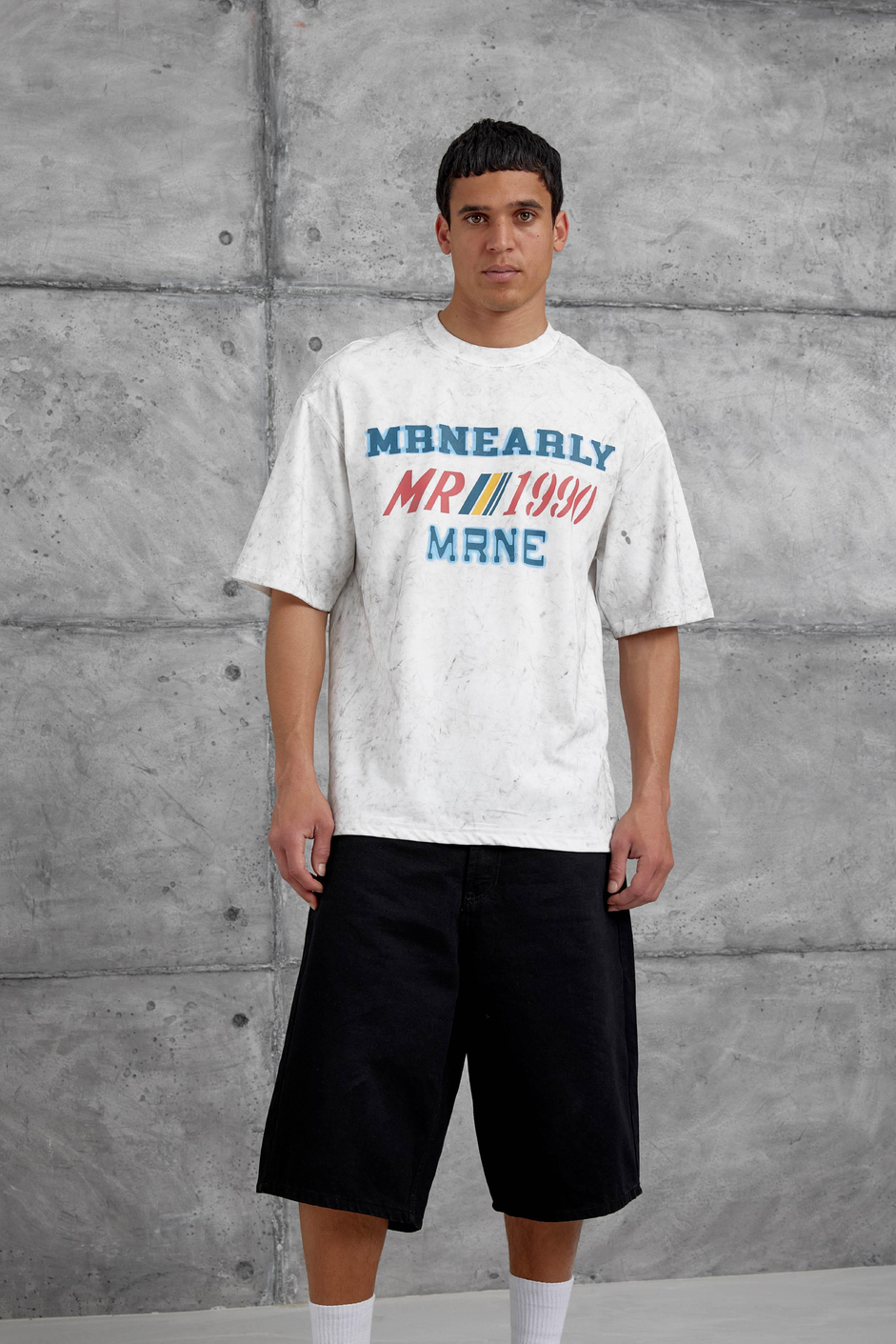 Beyaz Mrnearly Yazılı Oversize Tshirt