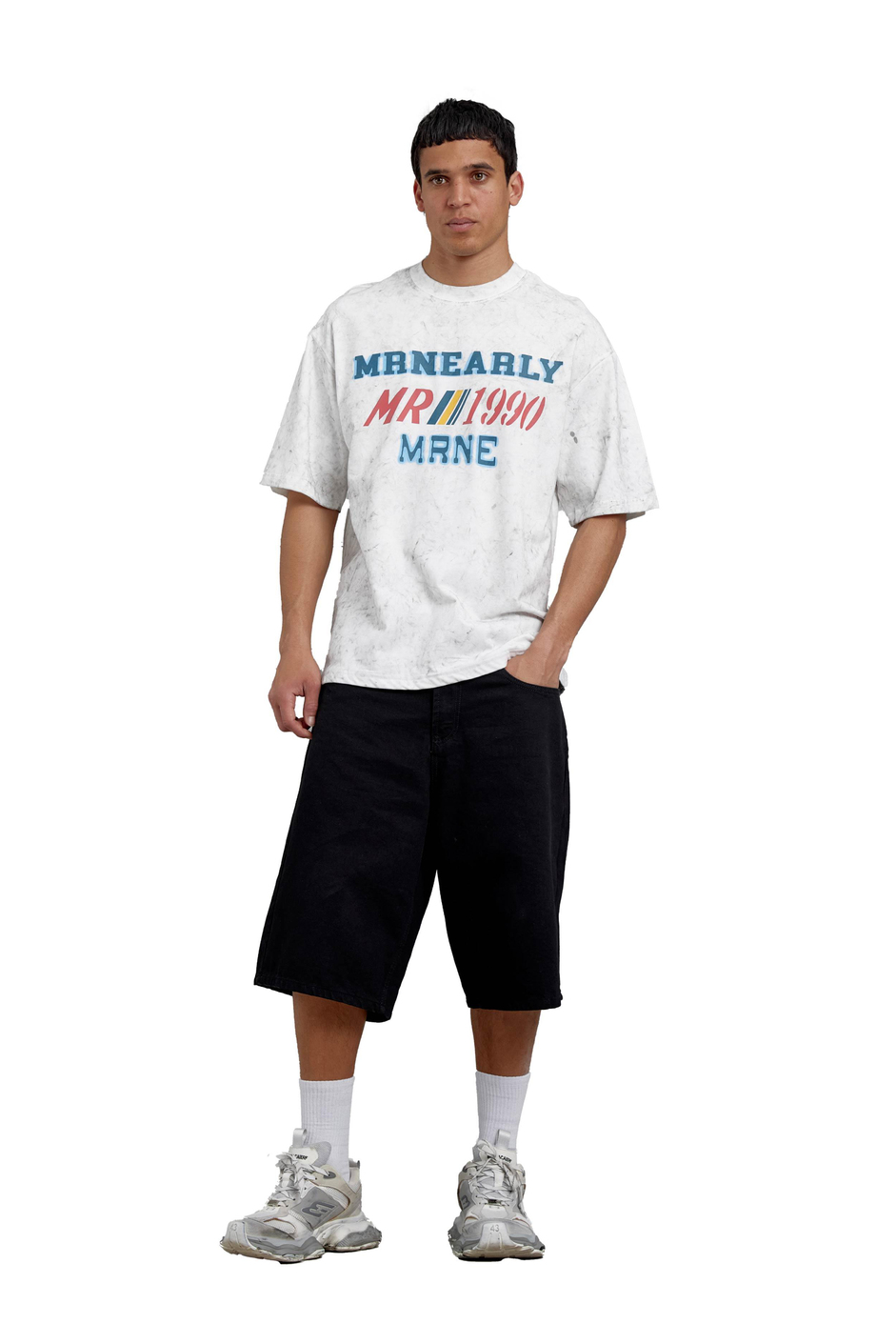 Beyaz Mrnearly Yazılı Oversize Tshirt