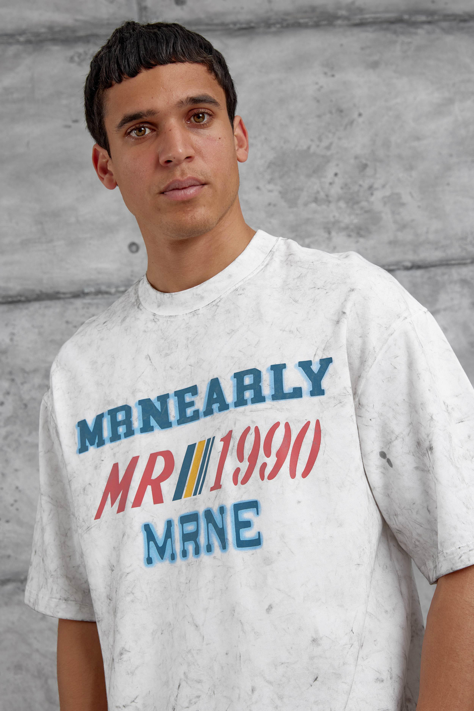 Beyaz Mrnearly Yazılı Oversize Tshirt