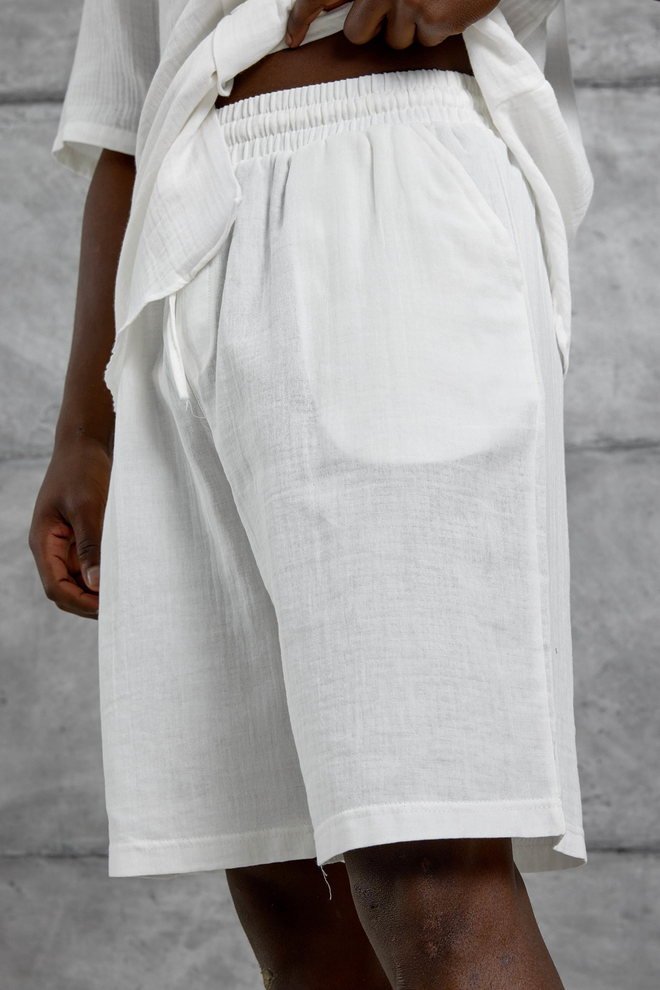 Beyaz Müslin Basic Şort