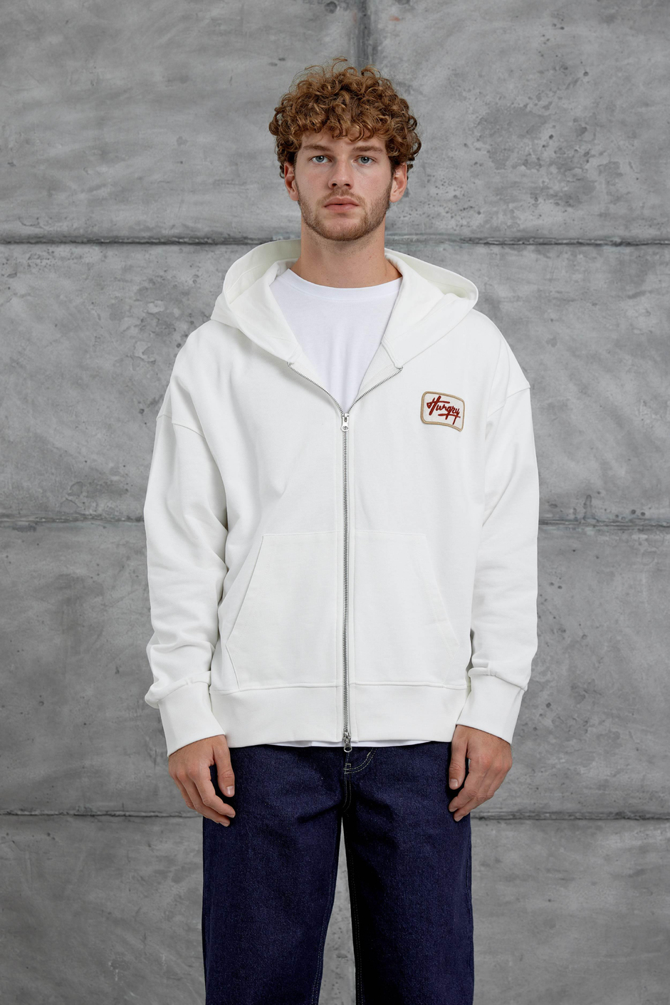 Beyaz Nmrc Fermuarlı Oversize Eşofman Üstü