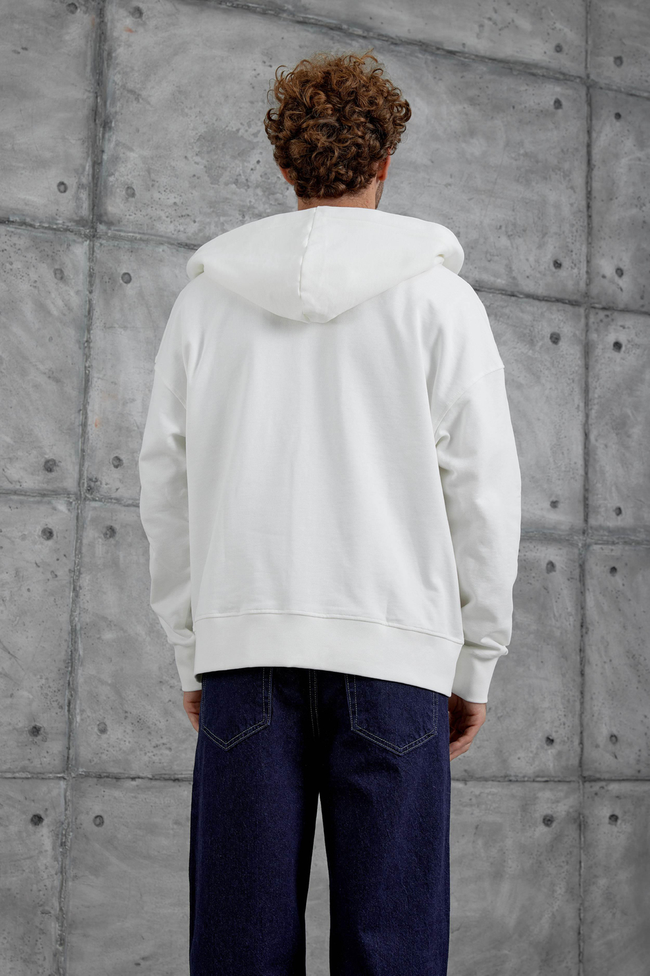 Beyaz Nmrc Fermuarlı Oversize Eşofman Üstü