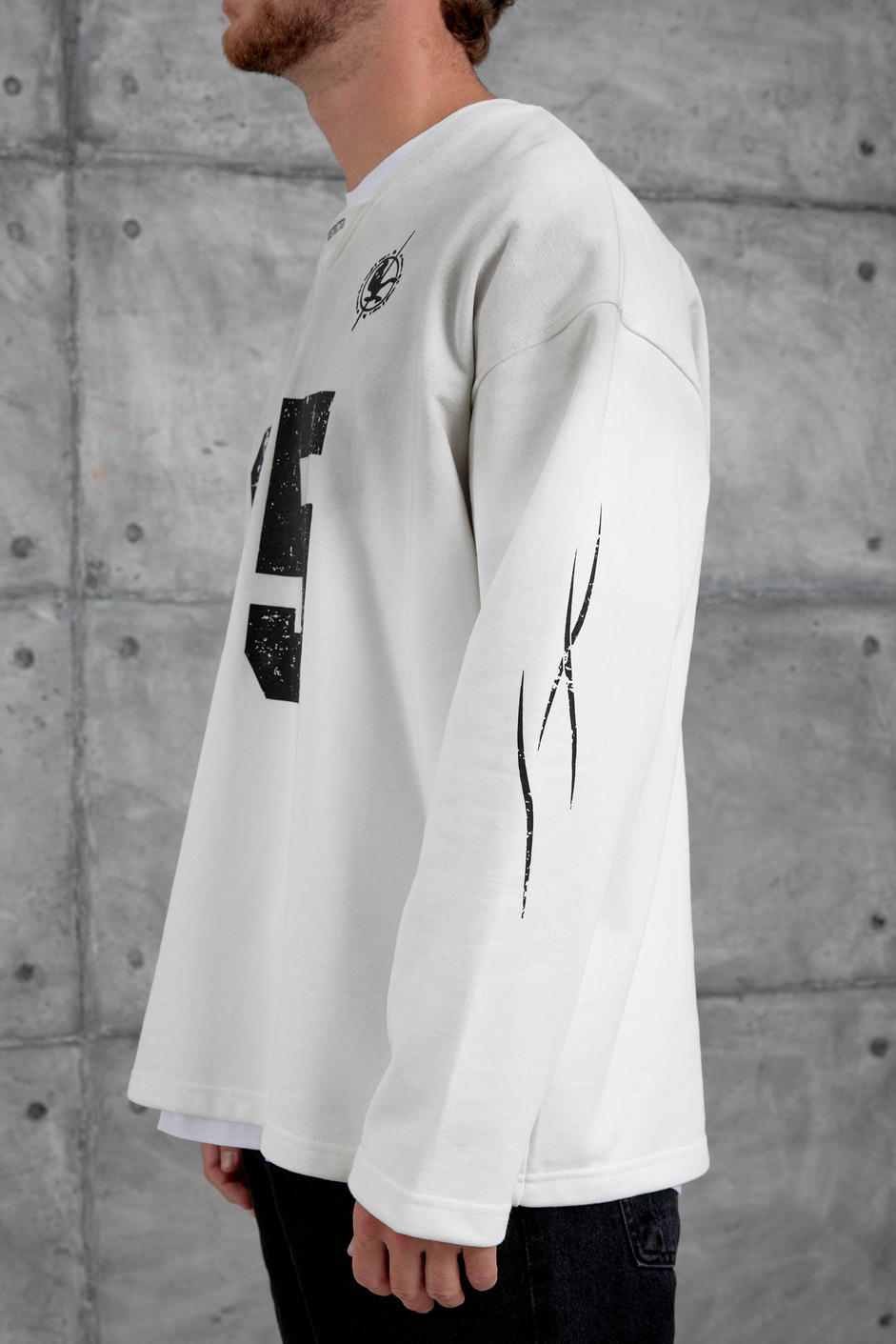 Beyaz Nmrc Rakam Baskılı Oversize Sweatshirt