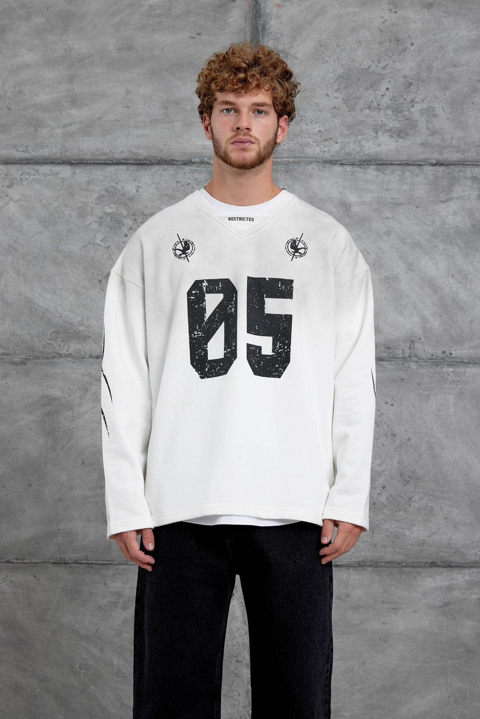 Beyaz Nmrc Rakam Baskılı Oversize Sweatshirt