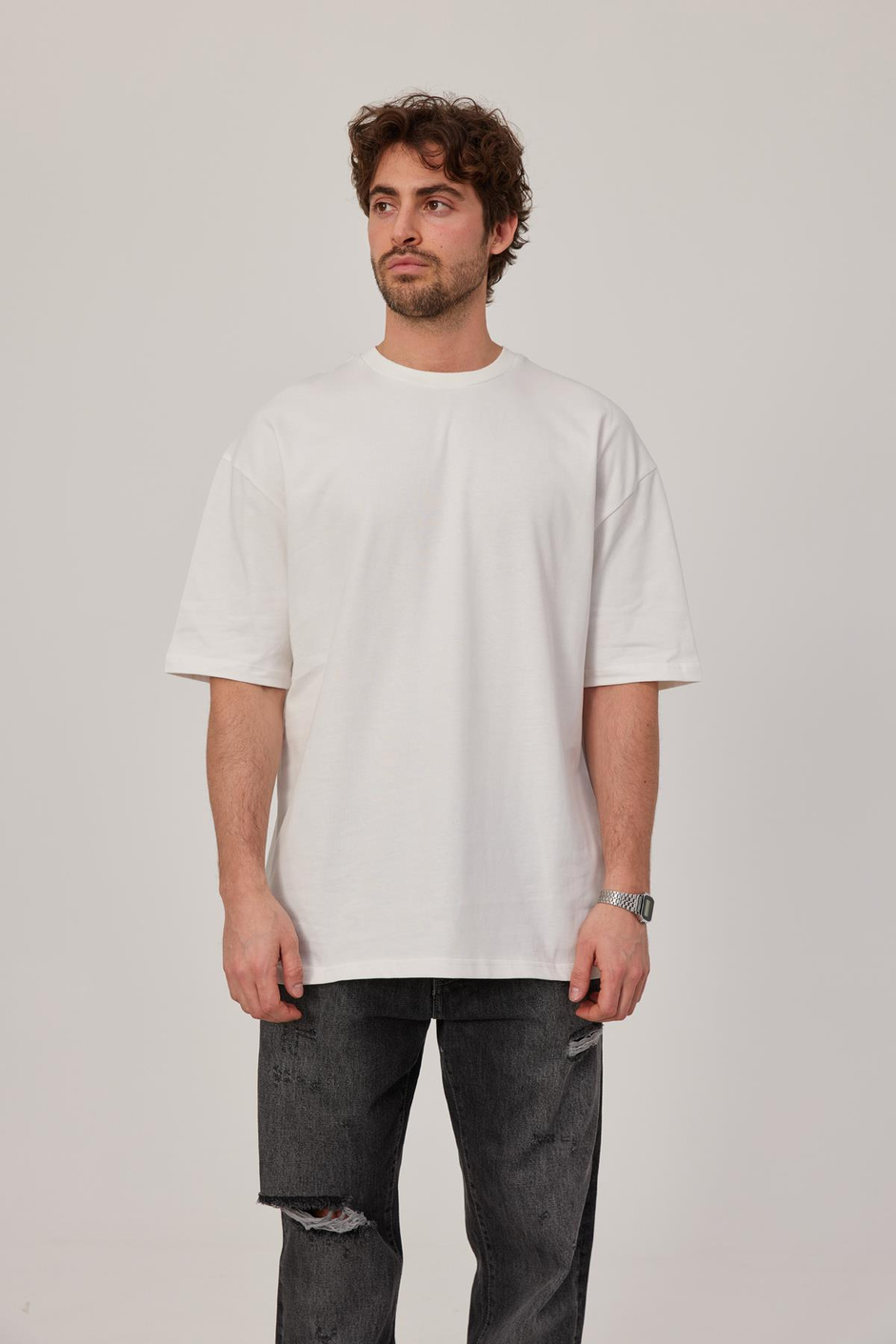 Beyaz Oversize Basic Tshirt