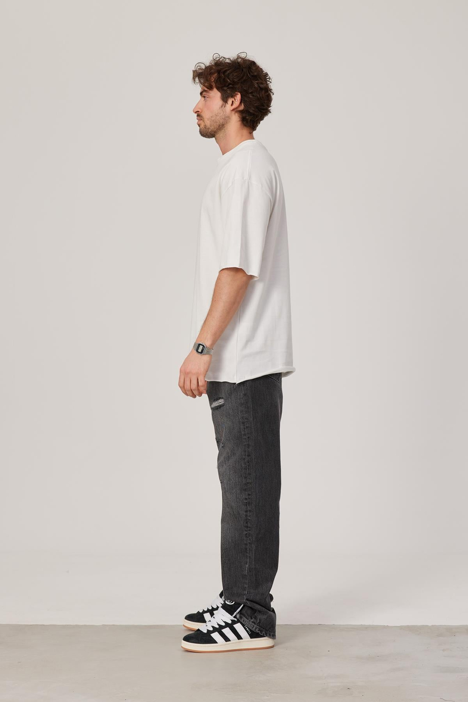 Beyaz Oversize Pis Kol Basic Tshirt
