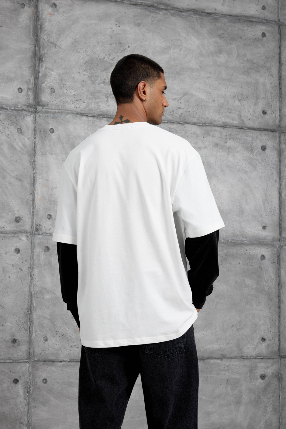 Beyaz Remember Baskılı Oversize Kolu Parçalı  Minimal Tasarım Sweatshirt