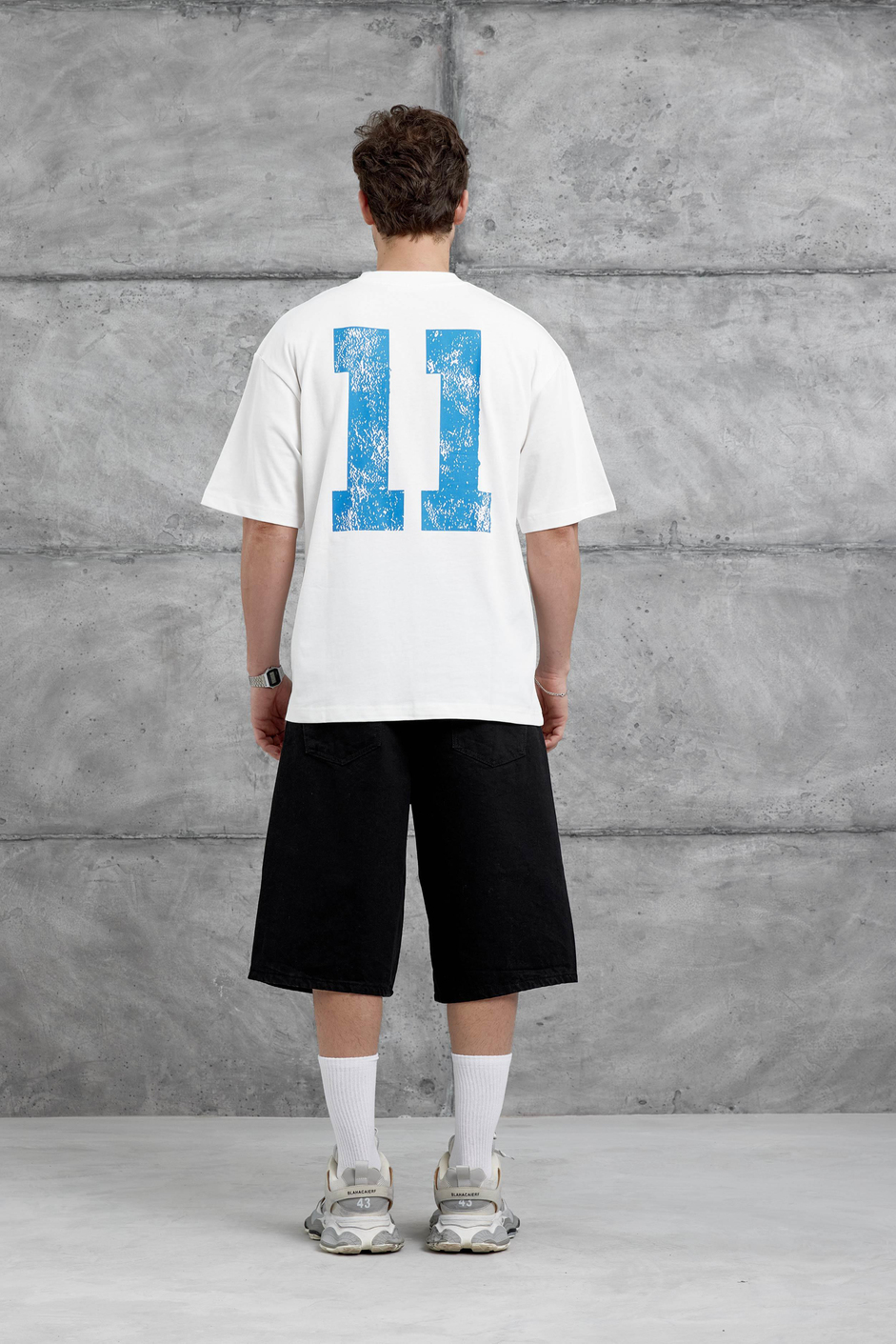 Beyaz Remendy Crew Yazılı Oversize Tshirt