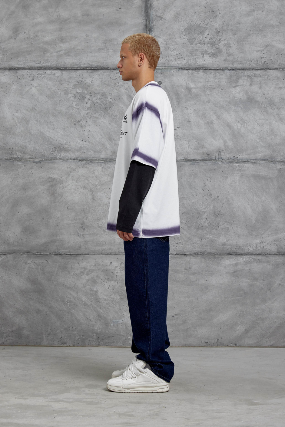 Beyaz RESTART BASKILI KOLU PARCALI SWEATSHİRT