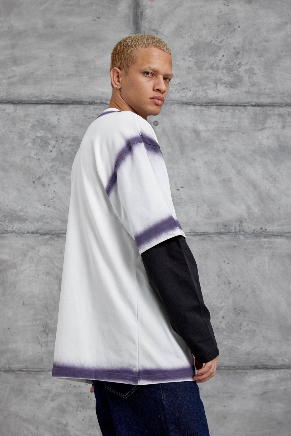 Beyaz RESTART BASKILI KOLU PARCALI SWEATSHİRT