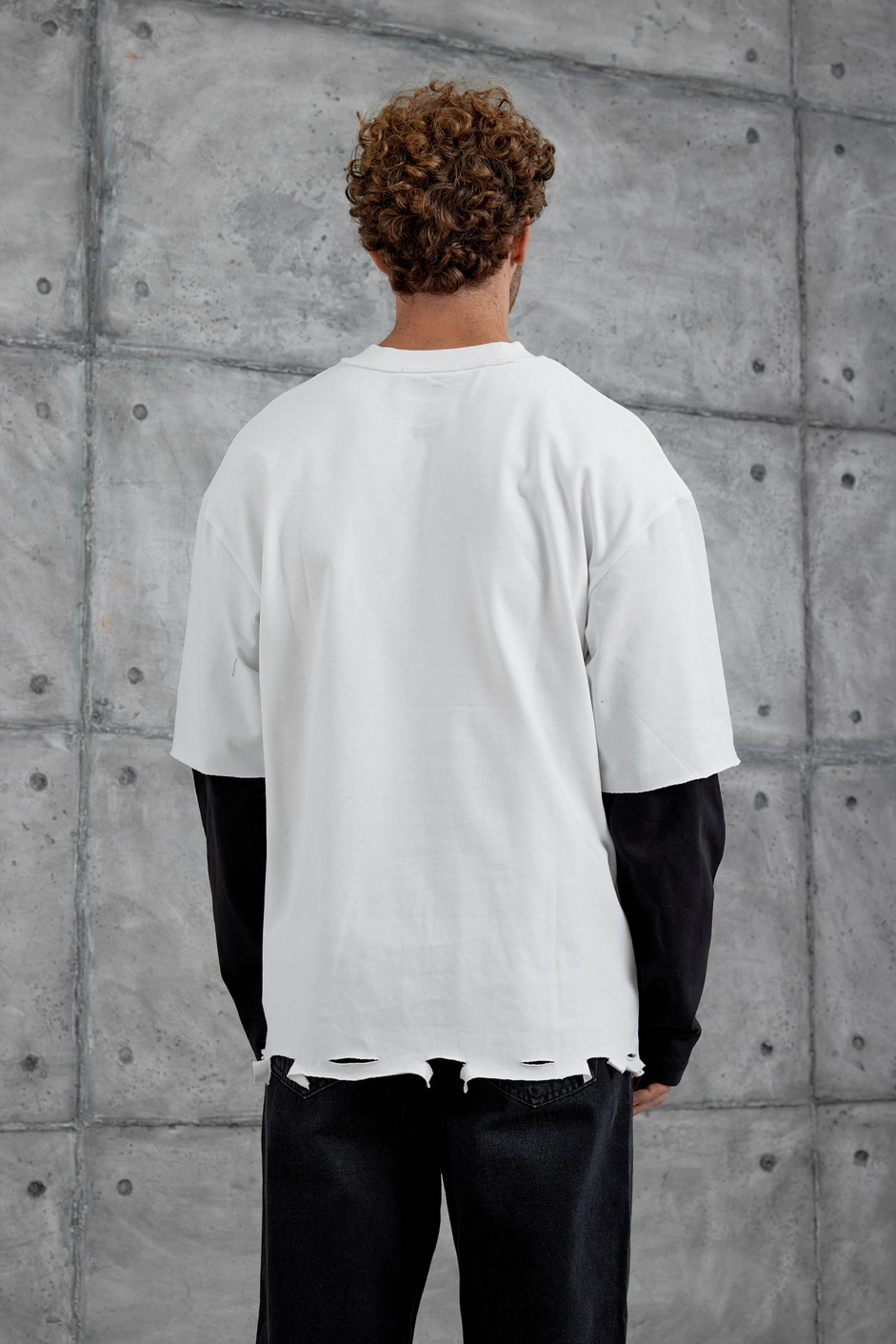 Beyaz Rolling Stone Baskılı Parça Kollu Sweatshirt