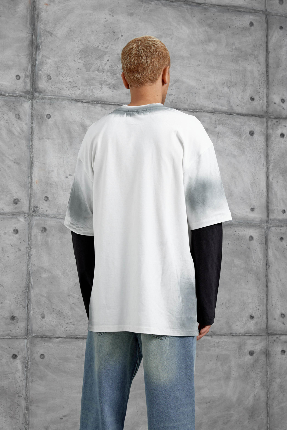 Beyaz Sebizegva Baskılı Parça Kollu Sweatshirt