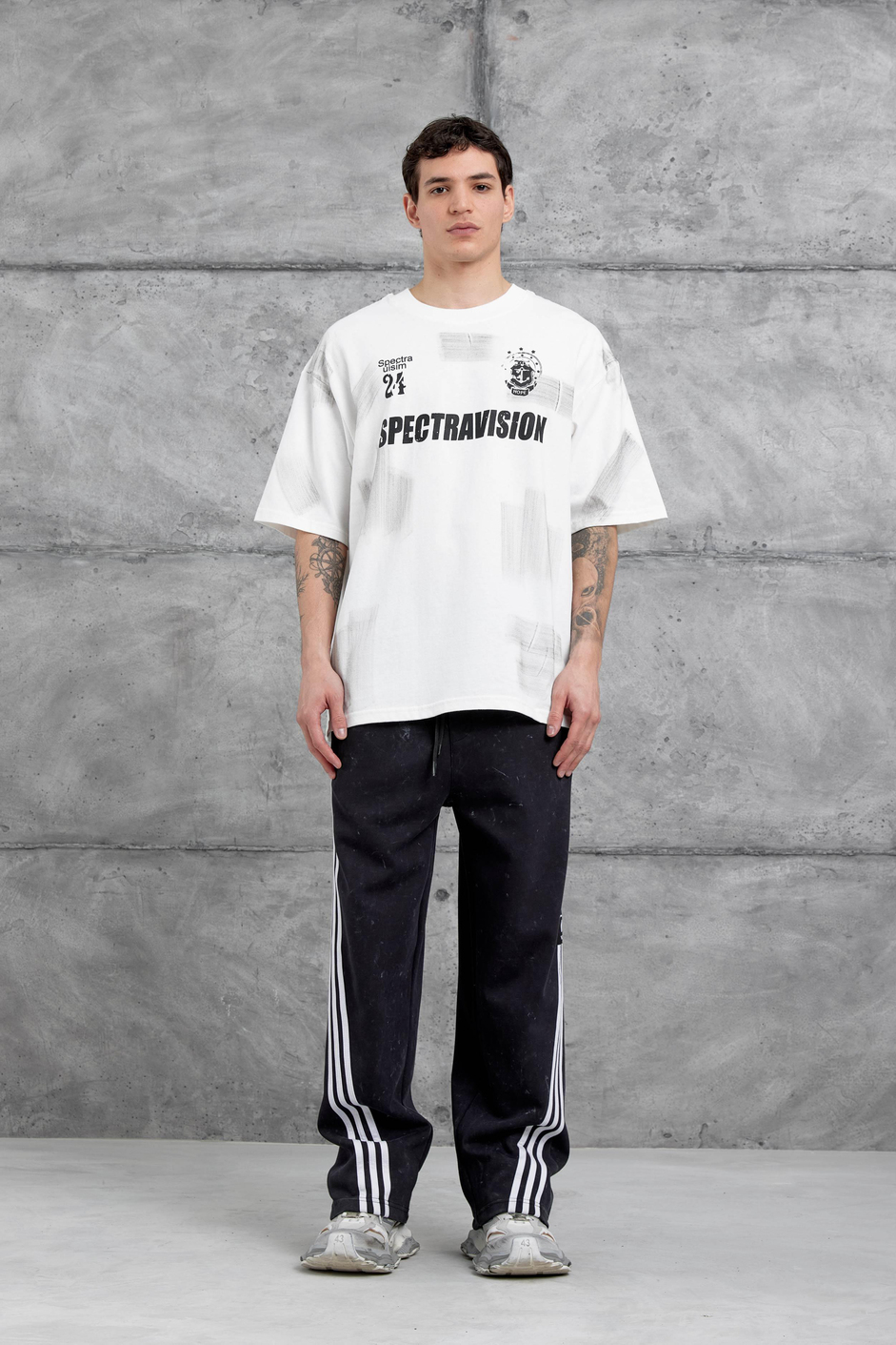 Beyaz SPECTRAVİSİON DETAYLI OVERSİZE TSHIRT