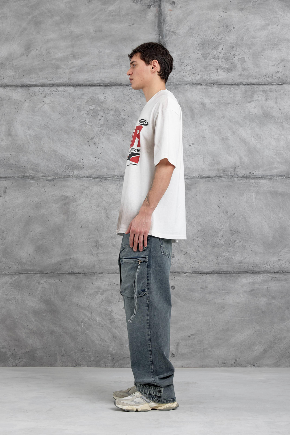Beyaz Super Yazılı Oversize Tshirt