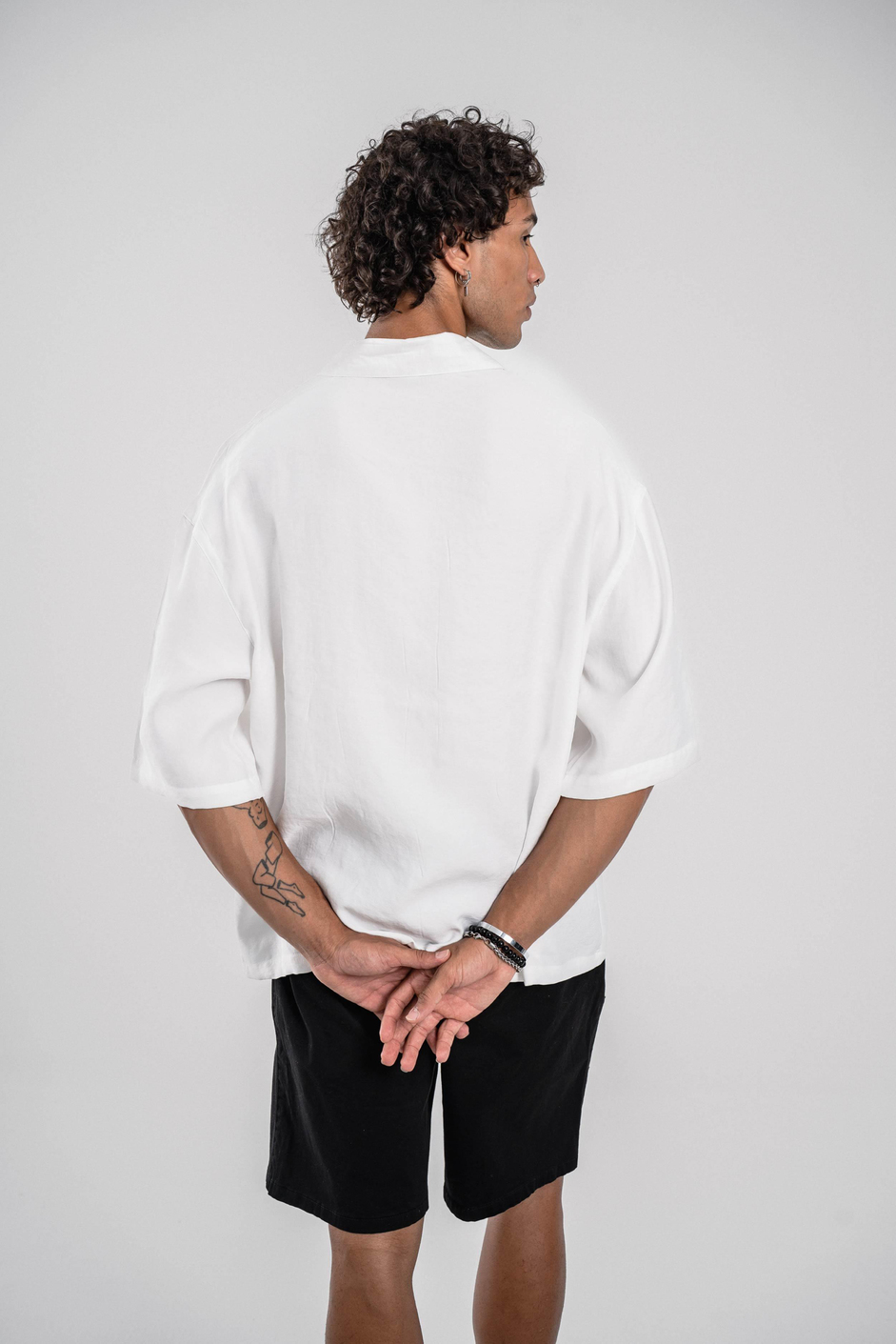 Beyaz Tencel Kumaş Oversize Gömlek