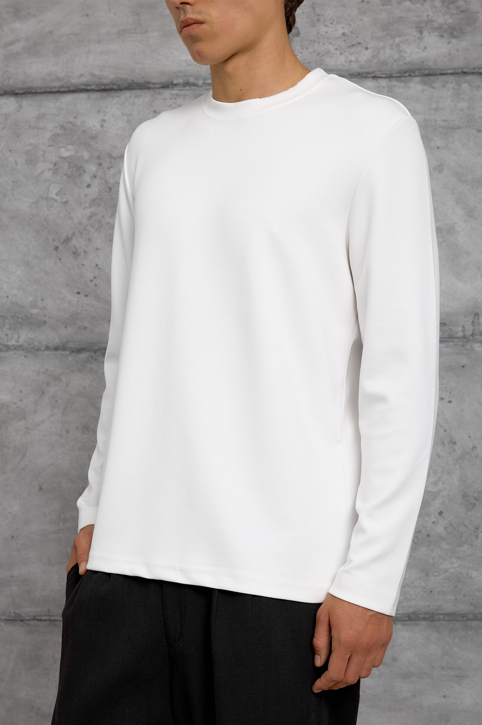 Beyaz UZUN KOLLU OYSHO KUMAŞ SWEATSHIRT
