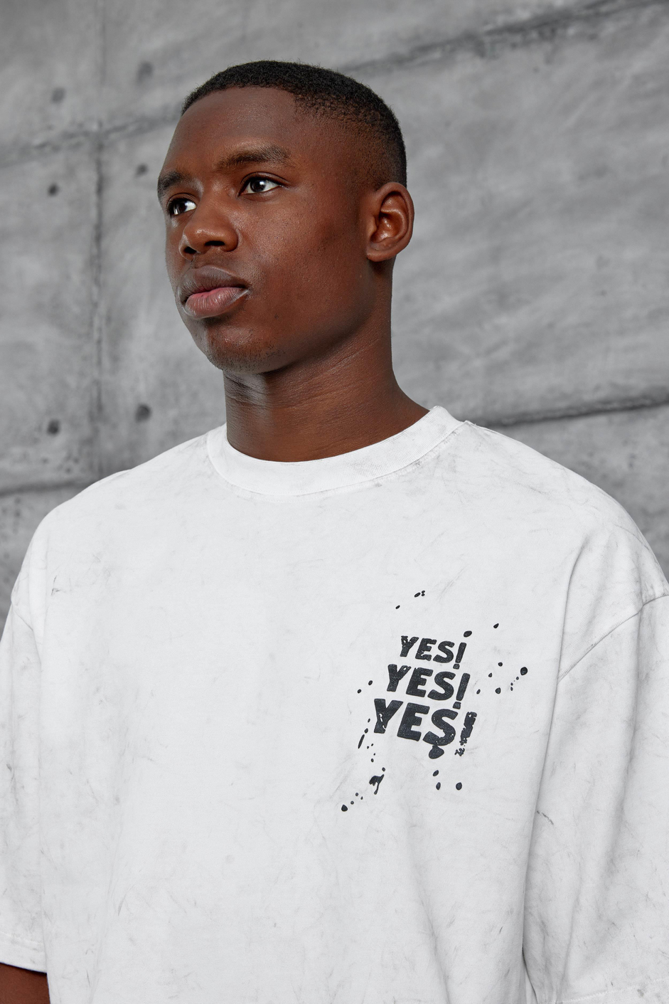 Beyaz Yes Yazılı Oversize Tshirt
