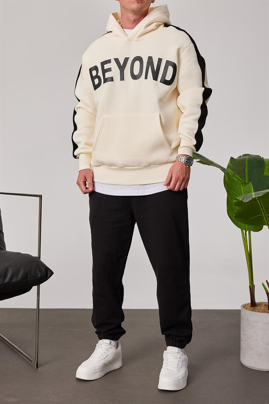 Beyond Krem Kapüşonlu Sweatshirt