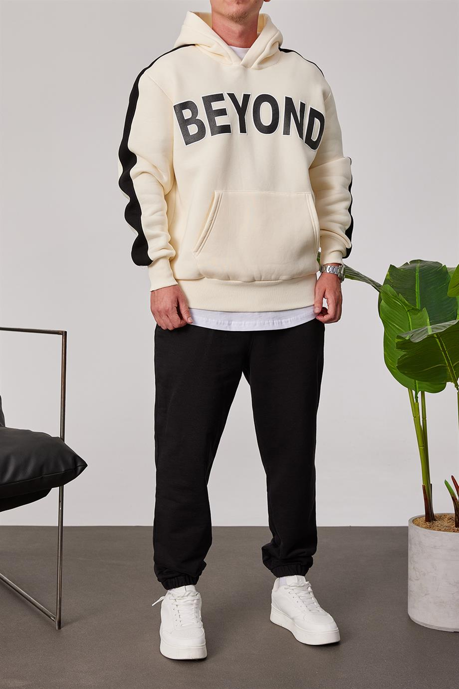 Beyond Krem Kapüşonlu Sweatshirt