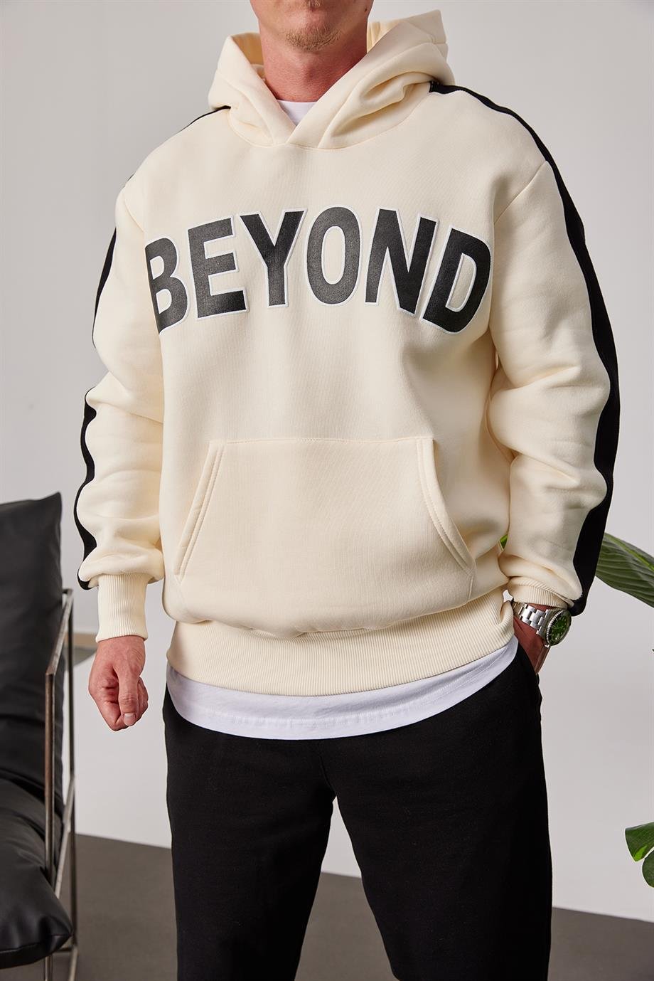 Beyond Krem Kapüşonlu Sweatshirt