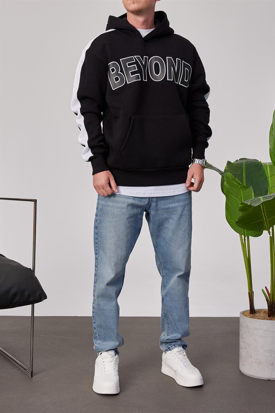 Beyond Siyah Kapüşonlu Sweatshirt