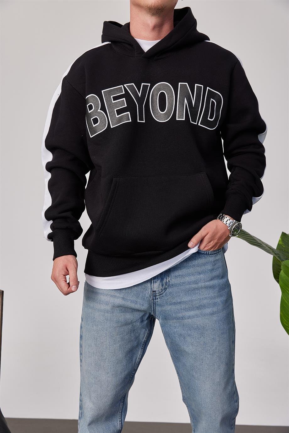 Beyond Siyah Kapüşonlu Sweatshirt