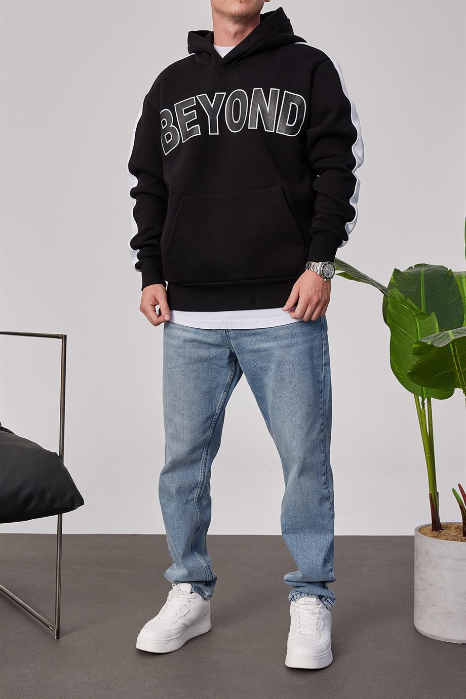 Beyond Siyah Kapüşonlu Sweatshirt