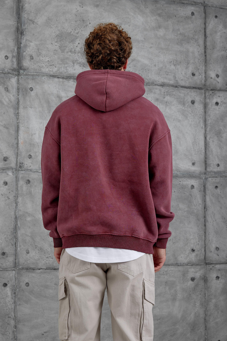 Bordo Disrupt Yazılı Şardonlu Oversize Sweatshirt