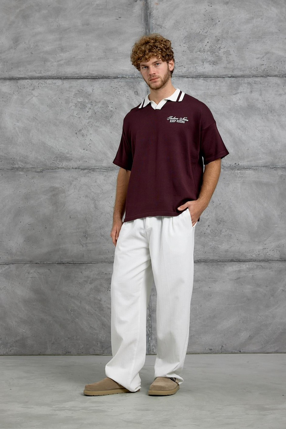Bordo DP RISING BASKI TRİKO TSHIRT