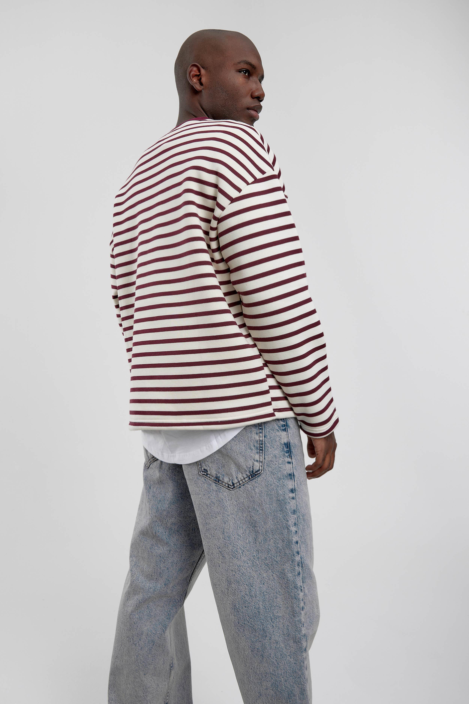 Bordo Royal Club Çizgili Sweatshirt