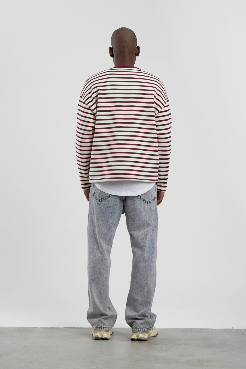 Bordo Royal Club Çizgili Sweatshirt