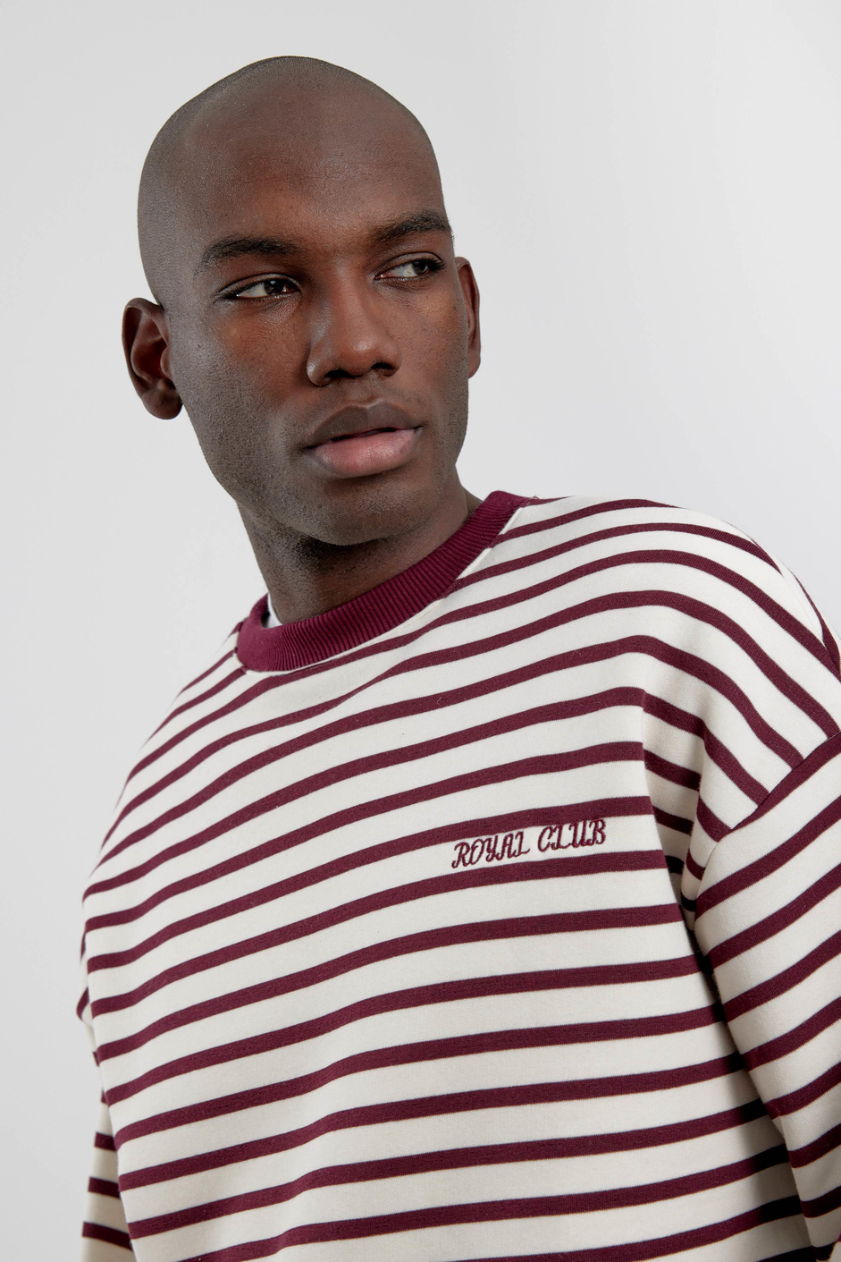 Bordo Royal Club Çizgili Sweatshirt