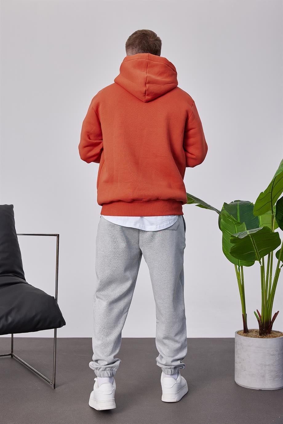 Brooklyn Baskılı Kiremit Kapüşonlu Sweatshirt