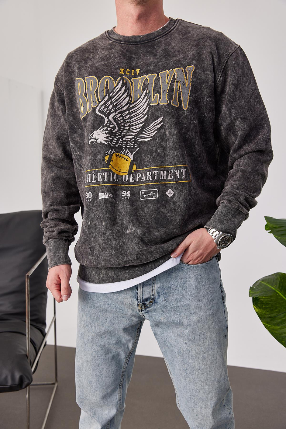 Brooklyn Yıkamalı Füme Sweatshirt