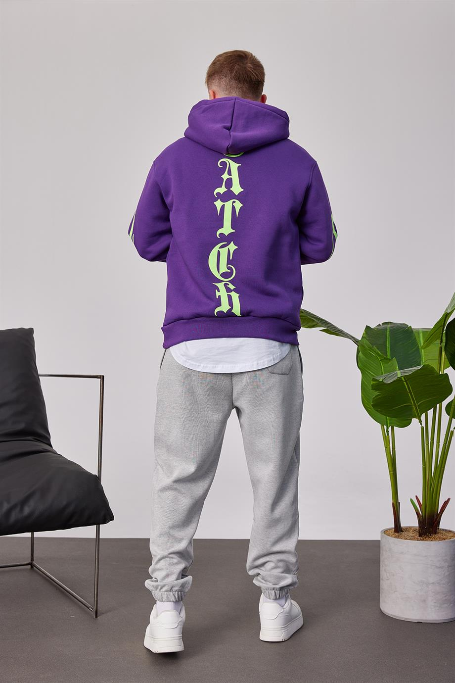 Catch Yazı Baskılı Mor Sweatshirt