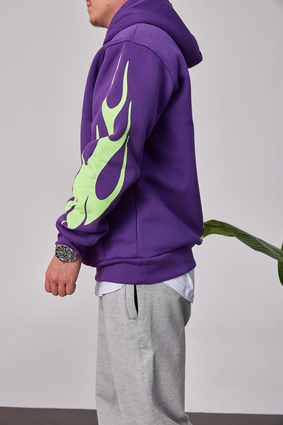 Catch Yazı Baskılı Mor Sweatshirt