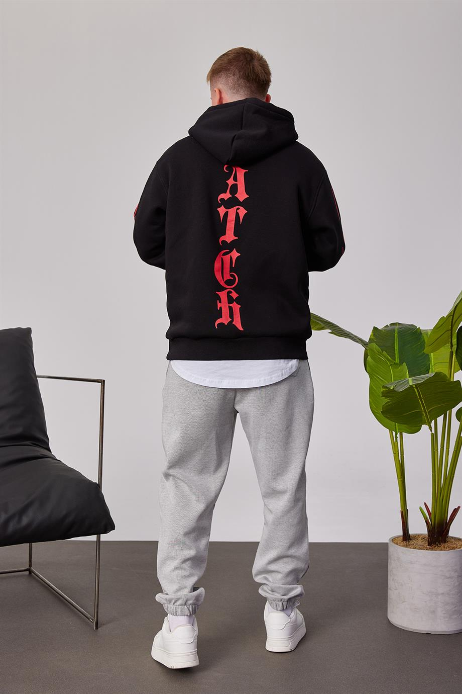 Catch Yazı Baskılı Siyah Sweatshirt