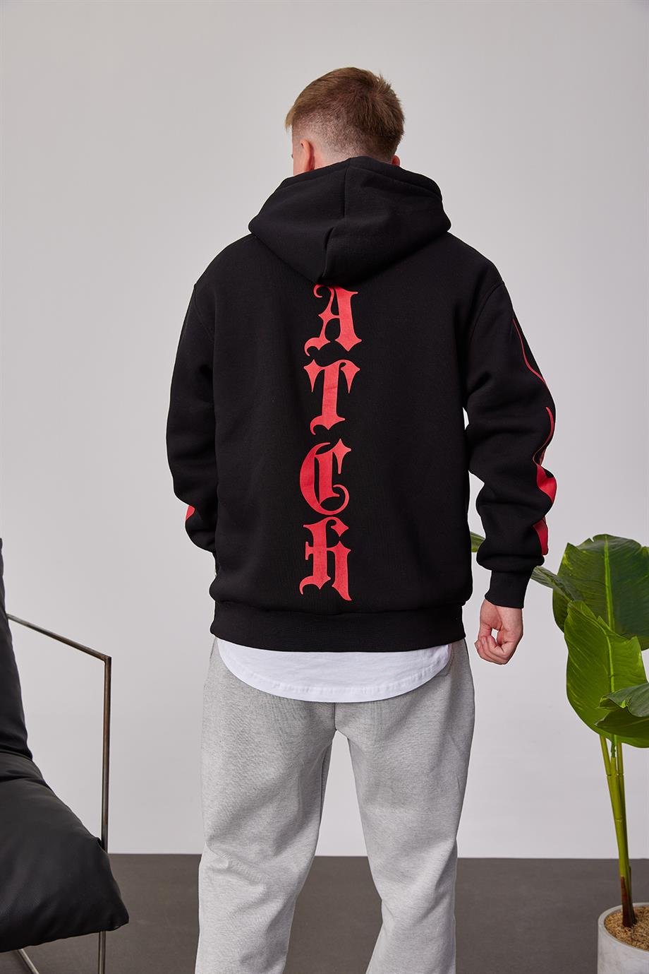 Catch Yazı Baskılı Siyah Sweatshirt