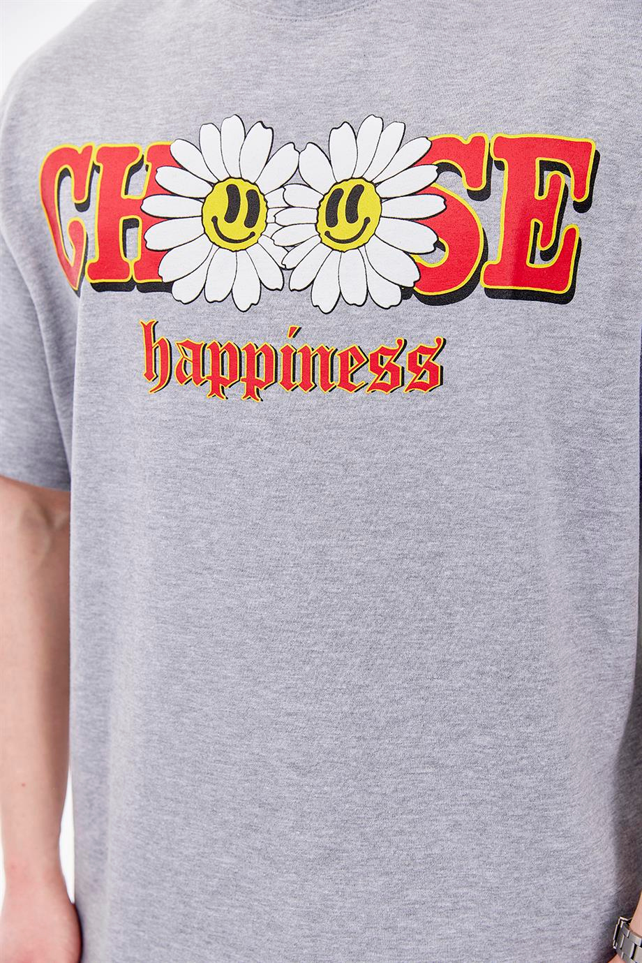 Choose Happiness Gri Tshirt