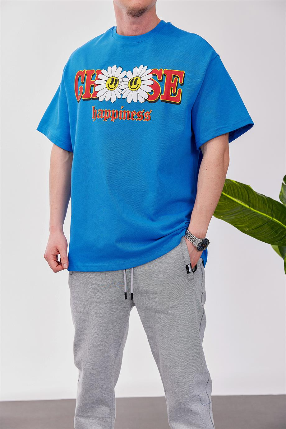 Choose Happiness Mavi Tshirt