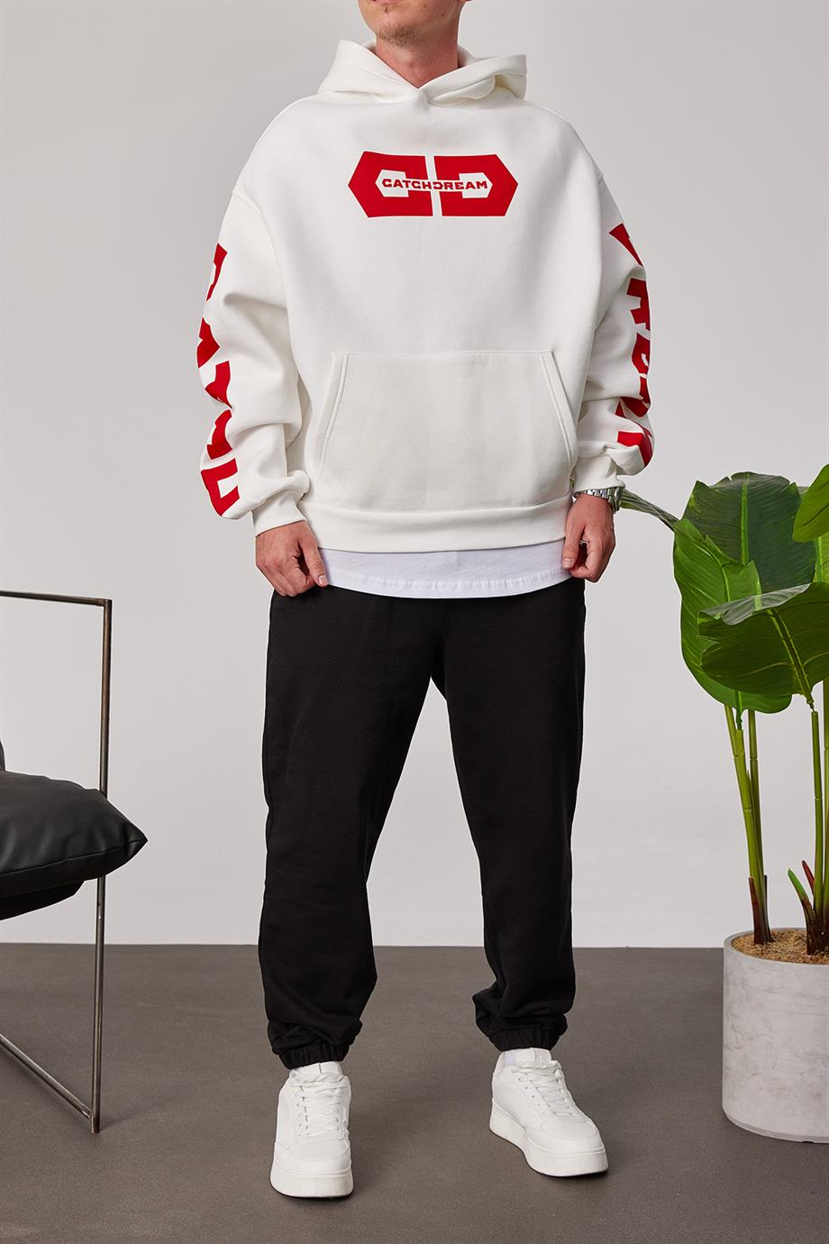 Cthdream Beyaz Kapüşonlu Sweatshirt
