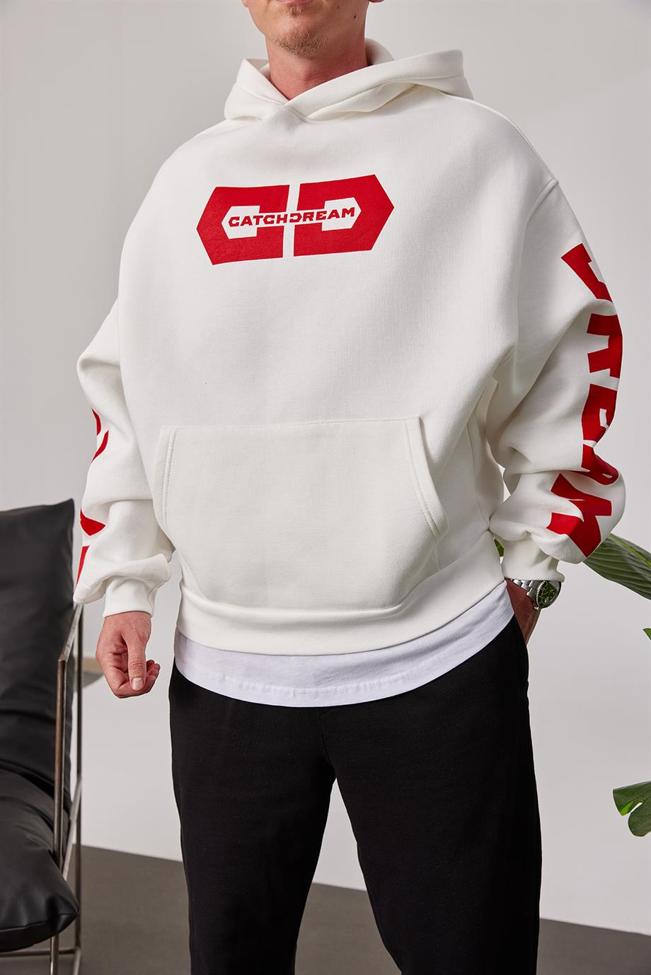 Cthdream Beyaz Kapüşonlu Sweatshirt