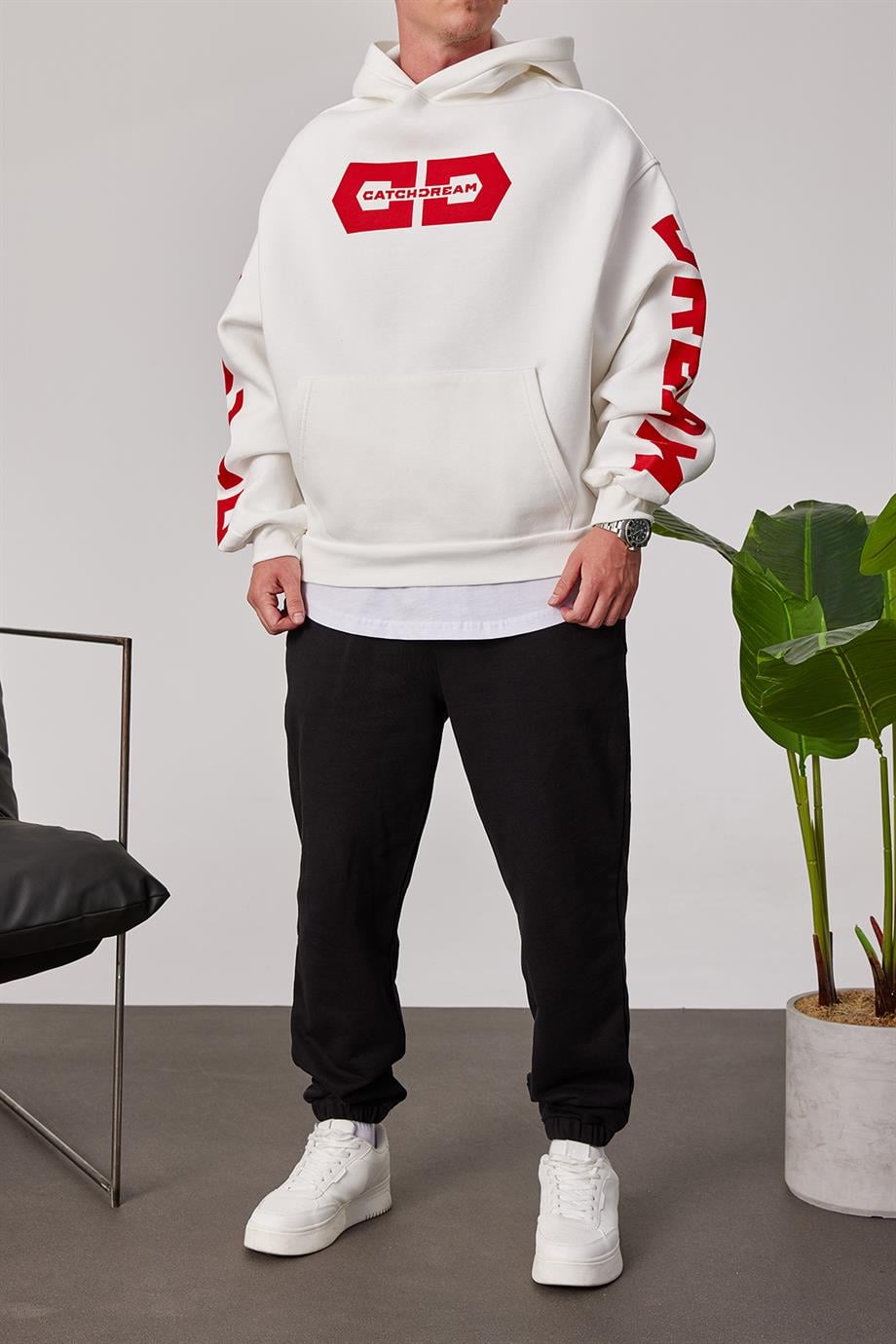 Cthdream Beyaz Kapüşonlu Sweatshirt